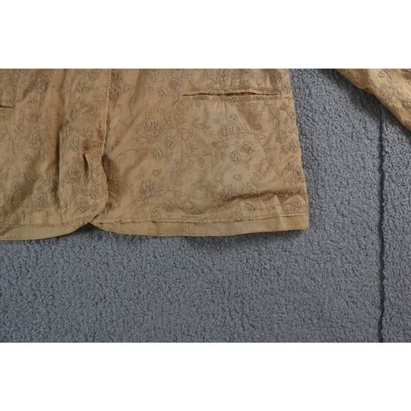 J Jill Jacket Size 20 Brown Floral Embroidered 3/4 Sleeve Button Up Pockets - Picture 4 of 9